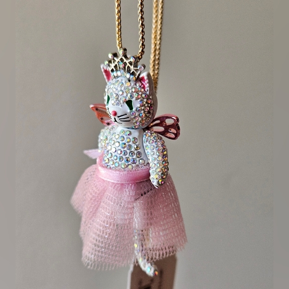 Betsey Johnson Cat Fairy Pendant Slider Necklace - Picture 11 of 16